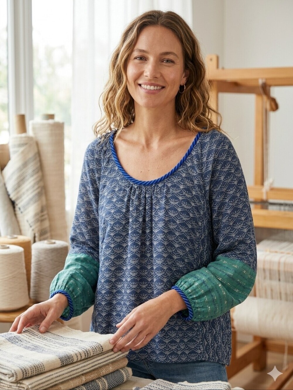 💕ACE & JIG💕 Heather Top Reversible ~ Kenti/Kasuri Print Medium - Picture 3 of 13